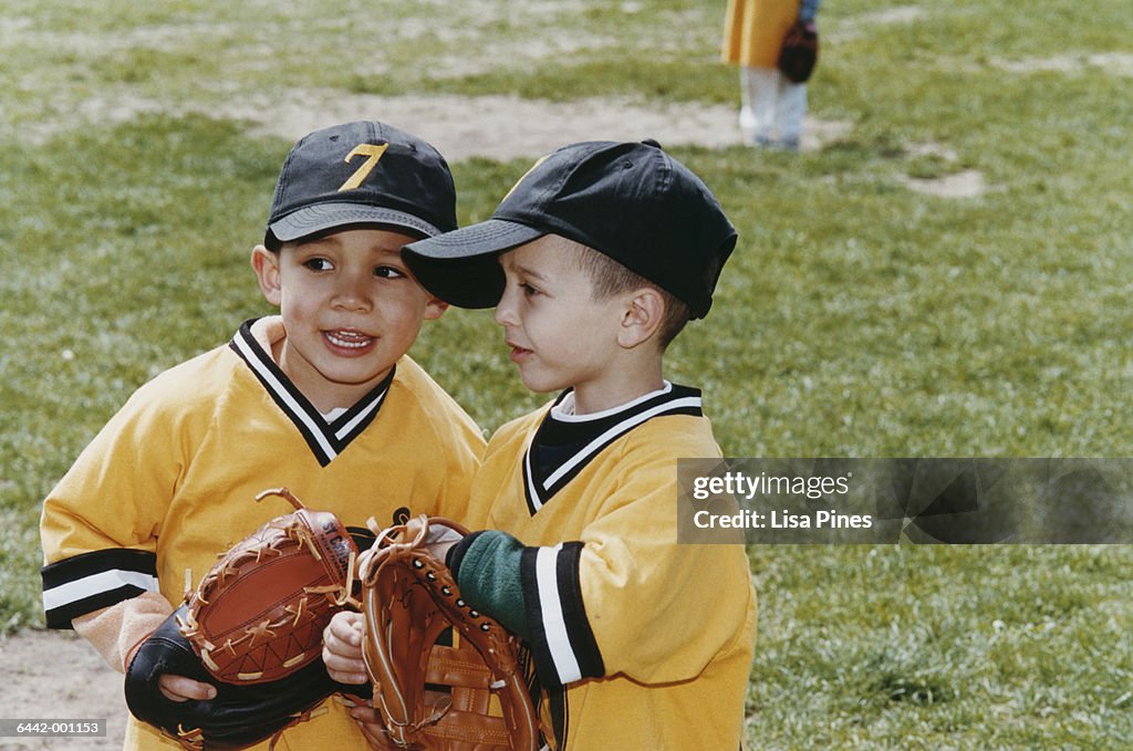 Boys Wearing Baseball Uniform