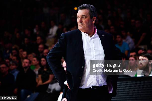 Pascal Donnadieu head coach of Nanterre during the match between Nanterre and Strasbourg during the Leaders Cup tournament at Disneyland Resort Paris...