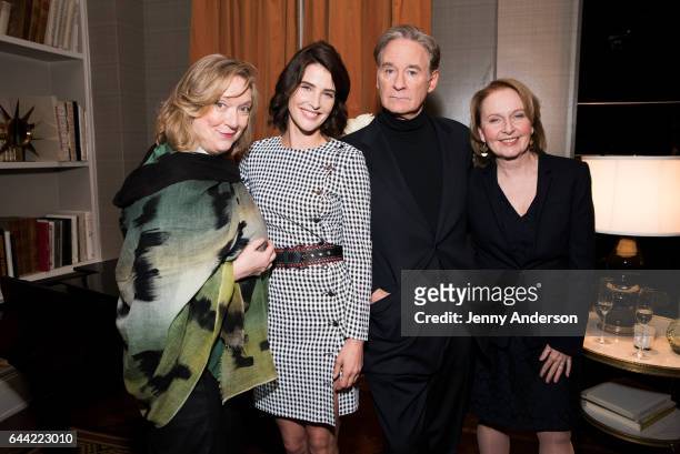 Kristine Nielsen, Cobie Smulders, Kevin Kline and Kate Burton attend "Present Laughter" cast meet and greet at The Royal Suite at The Carlyle on...