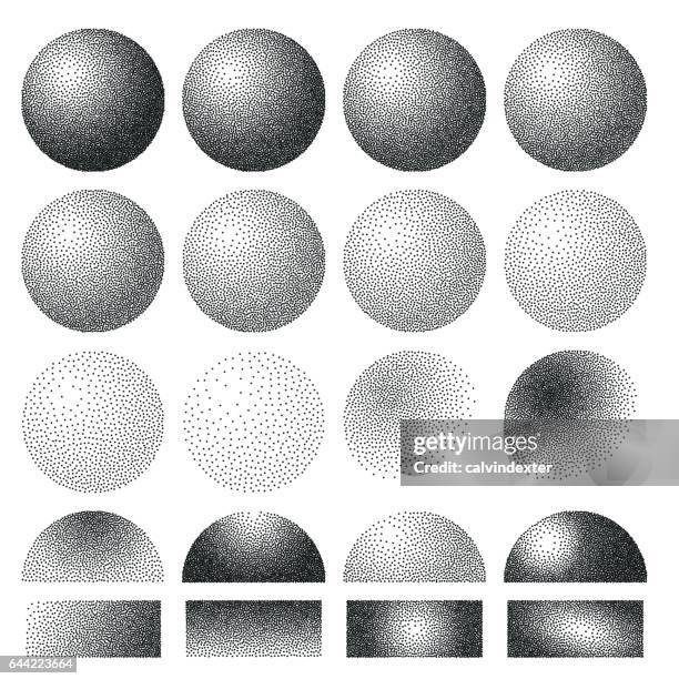 stipple spheres collection - stipple effect stock illustrations