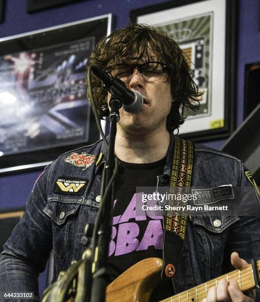 Singer song-writer and musician Ryan Adams performs at Amoeba Music store on February 22, 2017 in Los Angeles, California.