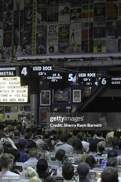 Singer song-writer and musician Ryan Adams performs at Amoeba Music store on February 22, 2017 in Los Angeles, California.