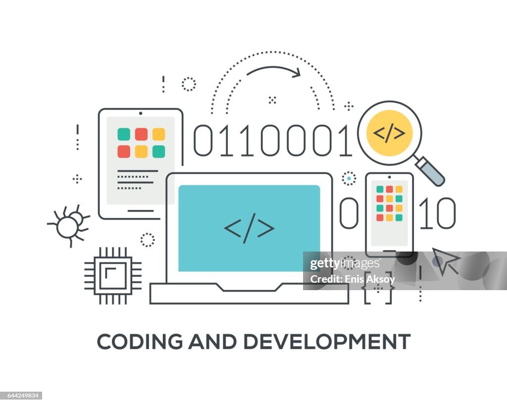 Coding and Development Concept with icons