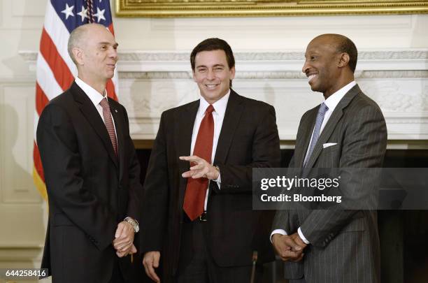 Juan Luciano, chairman and chief executive officer of Archer Daniels Midland Co., from left, Mark Fields, president and chief executive officer of...