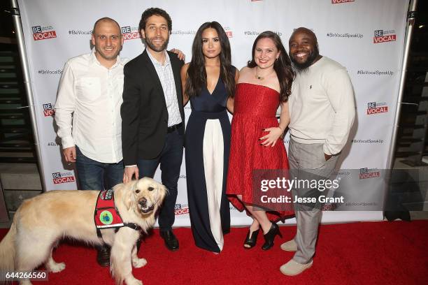 Demi Lovato with the director of Beyond Silence, Shaul Schwarz , and cast members Jeff Fink, Lauren Burke and Lloyd Hale celebrating the premiere of...
