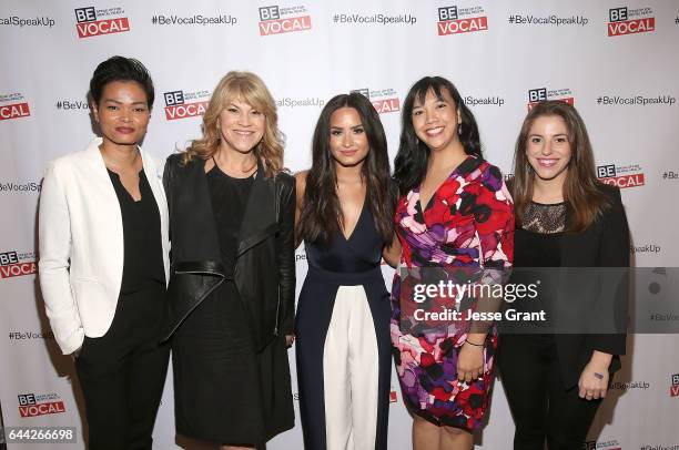 Demi Lovato joins Be Vocal: Speak Up for Mental Health partners, Denisse DePeralta from the Depression and Bipolar Support Alliance , Katrina Gay...