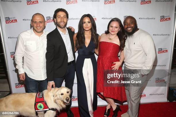 Demi Lovato with the director of Beyond Silence, Shaul Schwarz , and cast members Jeff Fink, Lauren Burke and Lloyd Hale celebrating the premiere of...