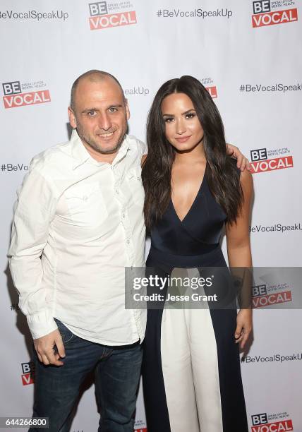 Demi Lovato with the director of Beyond Silence, Shaul Schwarz, celebrating the premiere of the film on February 22, 2017 in Los Angeles, California....