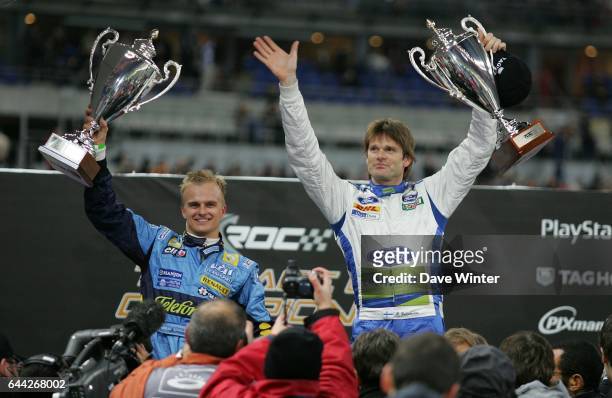 Heikki Kovalainen et Marcus Gronholm bat Travis Pastrana dans la finale de la Nations Cup - - The Race of Champions - Finale Nations Cup - Stade de...