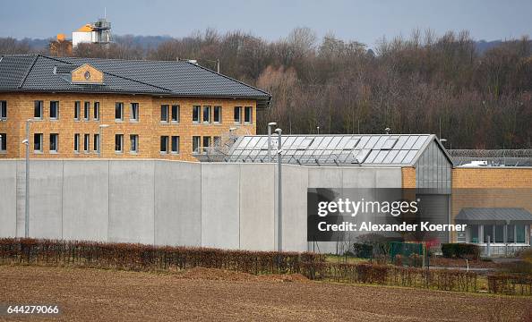 A view of the entrance gate of the JVA Rosdorf prison on February 23
