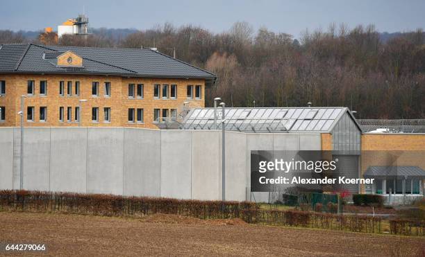 View of the entrance gate of the JVA Rosdorf prison on February 23, 2017 near Goettingen, Germany. Police announced today that they recently foiled a...
