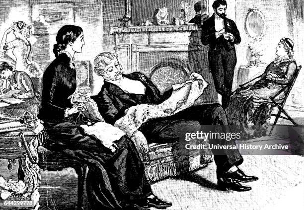 Illustration depicting a middle class family scene. Illustrated by William Small a Scottish illustrator and author. Dated 19th Century.