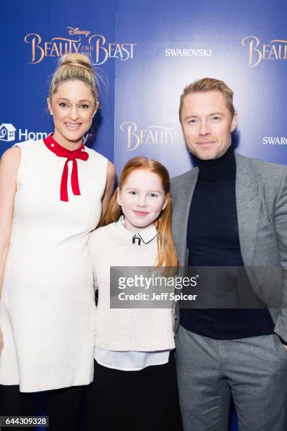 Storm Keating, Missy Keating and Ronan Keating attend the UK Premiere of "Beauty And The Beast" at Odeon Leicester Square on February 23, 2017 in...