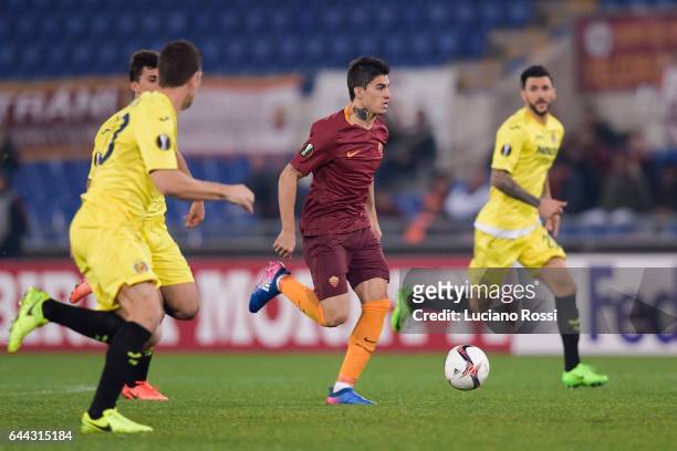 Roma player Diego Perotti in action during the UEFA Europa League Round of 32 second leg match between AS Roma and FC Villarreal at Stadio Olimpico...