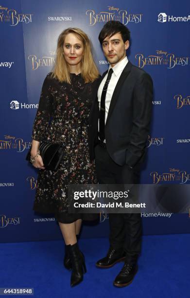 Hattie Morahan and Blake Ritson attend the UK Premiere of "Beauty And The Beast" at Odeon Leicester Square on February 23, 2017 in London, England.