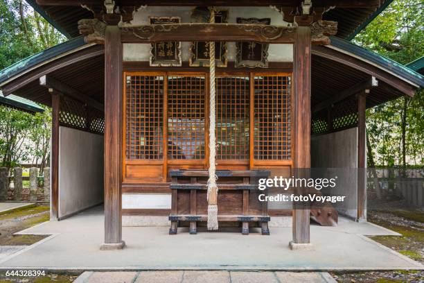 japan traditional wooden shinto temple shrine in parkland osaka - osaka shrine stock pictures, royalty-free photos & images