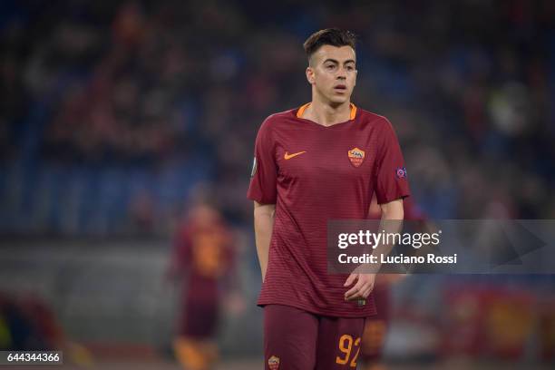 Stephan El Shaarawy of AS Roma during the UEFA Europa League Round of 32 second leg match between AS Roma and FC Villarreal at Stadio Olimpico on...