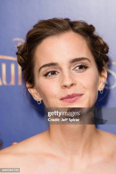 Actress Emma Watson attends the UK Premiere of "Beauty And The Beast" at Odeon Leicester Square on February 23, 2017 in London, England.