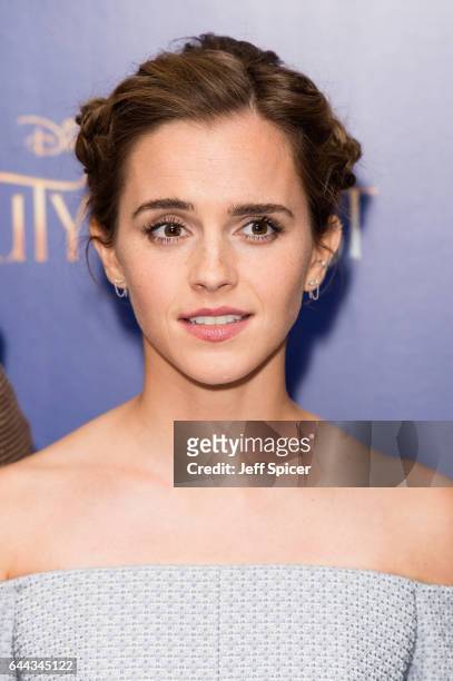 Actress Emma Watson attends the UK Premiere of "Beauty And The Beast" at Odeon Leicester Square on February 23, 2017 in London, England.