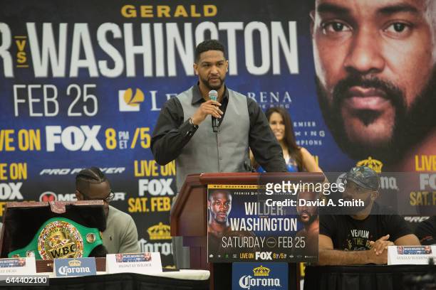 Boxer Dominic Breazeale discusses his February 25th fight against Izu Ugonoh at Legacy Arena at the BJCC on February 23, 2017 in Birmingham, Alabama.