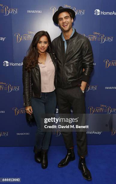 Georgia May Foote and George Alsford attend the UK Premiere of "Beauty And The Beast" at Odeon Leicester Square on February 23, 2017 in London,...