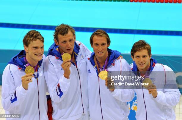 Equipe de France - Amaury LEVEAUX / Fabien GILOT / Clement LEFERT / Yannick AGNEL - - FInale Relais 4x100m - Aquatics Centre - Jeux Olympiques...