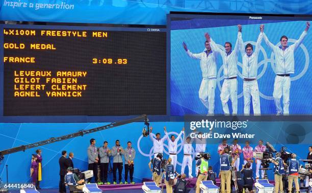 Equipe de France - Amaury LEVEAUX / Fabien GILOT / Clement LEFERT / Yannick AGNEL - - FInale Relais 4x100m - Aquatics Centre - Jeux Olympiques...