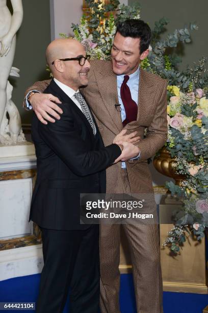 Stanley Tucci and Luke Evans attend the UK launch event for "Beauty And The Beast" at Spencer House on February 23, 2017 in London, England.
