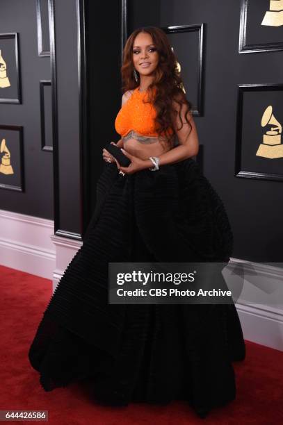 Rihanna on the Red Carpet at THE 59TH ANNUAL GRAMMY AWARDS, broadcast live from the STAPLES Center in Los Angeles, Sunday, Feb. 12 on the CBS...