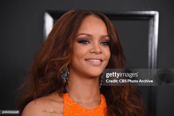 Rihanna on the Red Carpet at THE 59TH ANNUAL GRAMMY AWARDS, broadcast live from the STAPLES Center in Los Angeles, Sunday, Feb. 12 on the CBS...