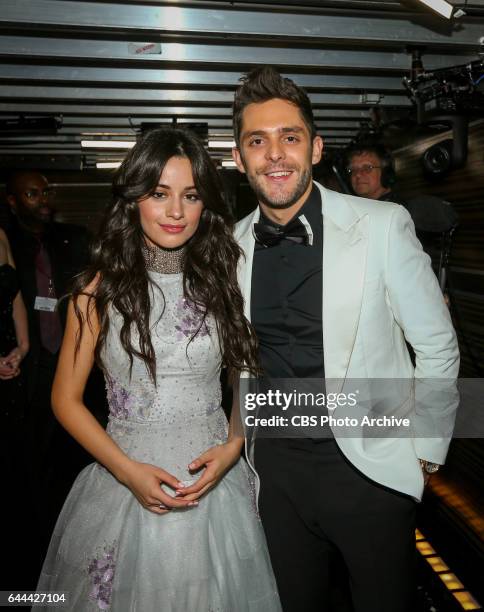 Camila Cabello and Thomas Rhett backstage at THE 59TH ANNUAL GRAMMY AWARDS, broadcast live from the STAPLES Center in Los Angeles, Sunday, Feb. 12 on...