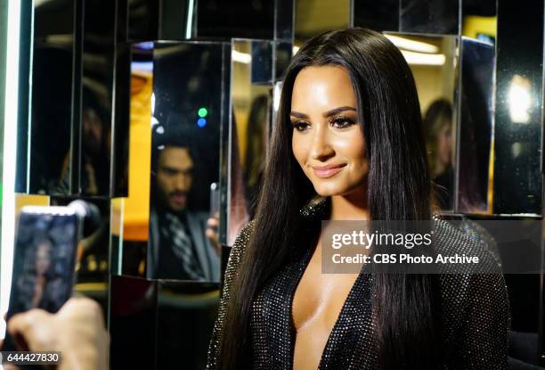 Demi Lovato backstage at THE 59TH ANNUAL GRAMMY AWARDS, broadcast live from the STAPLES Center in Los Angeles, Sunday, Feb. 12 on the CBS Television...