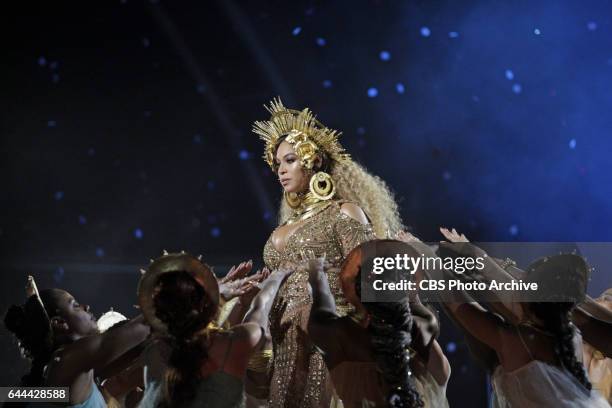 Beyonce performs during THE 59TH ANNUAL GRAMMY AWARDS, broadcast live from the STAPLES Center in Los Angeles, Sunday, Feb. 12 on the CBS Television...