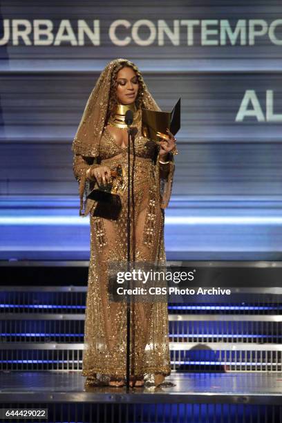 Best Urban Contemporary Album Winner, Beyonce, during THE 59TH ANNUAL GRAMMY AWARDS, broadcast live from the STAPLES Center in Los Angeles, Sunday,...