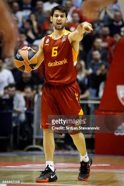 Bruno Fitipaldo of Galatasaray in action during the 2016/2017 Turkish Airlines EuroLeague Regular Season Round 23 game between Crvena Zvezda mts...