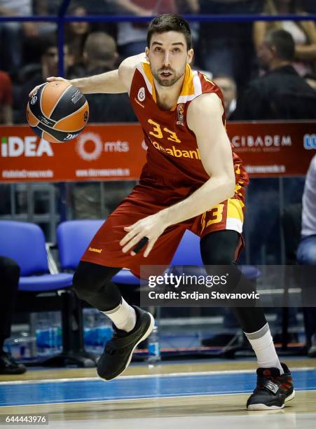 Jon Diebler of Galatasaray in action during the 2016/2017 Turkish Airlines EuroLeague Regular Season Round 23 game between Crvena Zvezda mts Belgrade...
