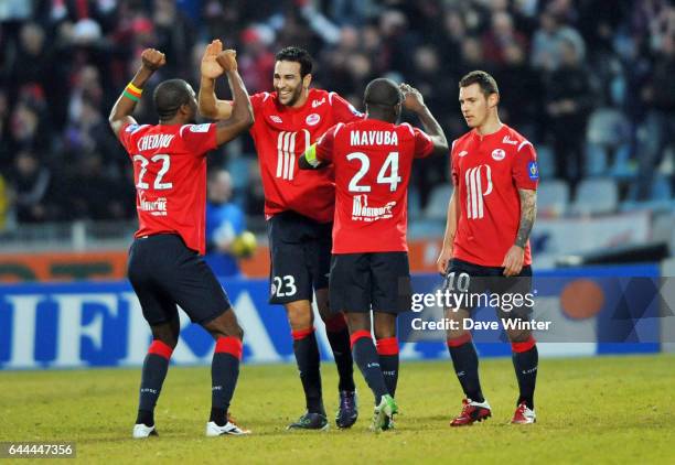 Joie Aurelien CHEDJOU / Adil RAMI / Rio MAVUBA - - Lille / Valenciennes - 27e journee Ligue1, Photo : Dave Winter / Icon Sport,