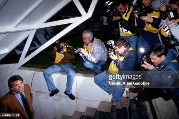 Bernard TAPIE - - Marseille / Poznan - Coupe des clubs champions europeens 1990 1991 , Photo : Alain Gardoffre / Icon Sport