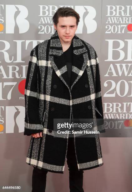 Brooklyn Beckham attends The BRIT Awards 2017 at The O2 Arena on February 22, 2017 in London, England.