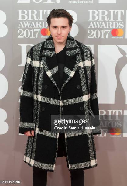 Brooklyn Beckham attends The BRIT Awards 2017 at The O2 Arena on February 22, 2017 in London, England.