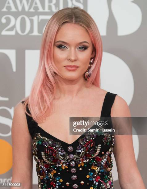 Zara Larsson attends The BRIT Awards 2017 at The O2 Arena on February 22, 2017 in London, England.