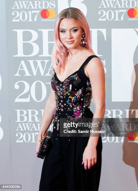 Zara Larsson attends The BRIT Awards 2017 at The O2 Arena on February 22, 2017 in London, England.