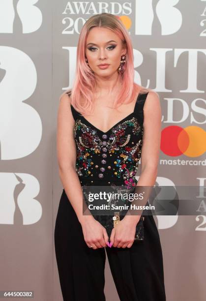 Zara Larsson attends The BRIT Awards 2017 at The O2 Arena on February 22, 2017 in London, England.