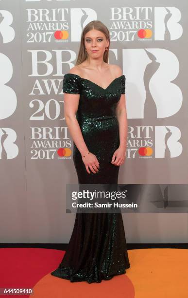 Becky Hill attends The BRIT Awards 2017 at The O2 Arena on February 22, 2017 in London, England.