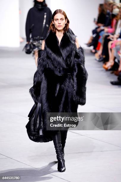 Model walks the runway at the Michael Kors show during the New York Fashion Week February 2017 collections on February 15, 2017 in New York City.