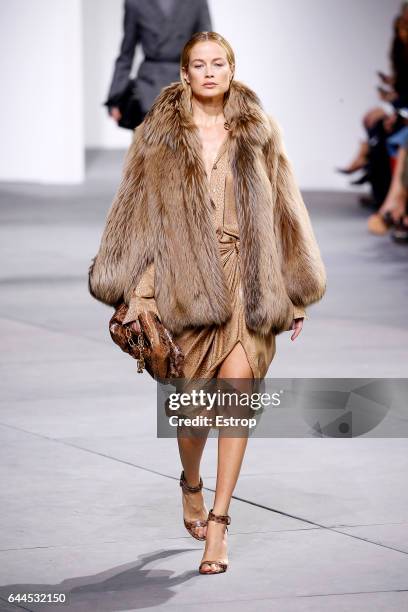 Model walks the runway at the Michael Kors show during the New York Fashion Week February 2017 collections on February 15, 2017 in New York City.