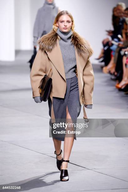 Model walks the runway at the Michael Kors show during the New York Fashion Week February 2017 collections on February 15, 2017 in New York City.