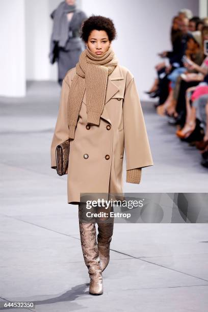 Model walks the runway at the Michael Kors show during the New York Fashion Week February 2017 collections on February 15, 2017 in New York City.