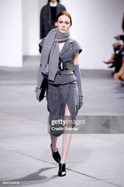 Model walks the runway at the Michael Kors show during the New York Fashion Week February 2017 collections on February 15, 2017 in New York City.