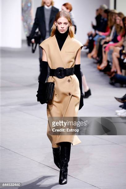 Model walks the runway at the Michael Kors show during the New York Fashion Week February 2017 collections on February 15, 2017 in New York City.